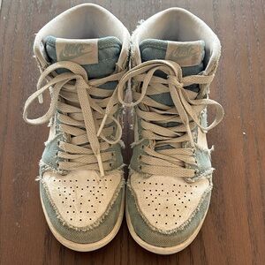 Nike High-Top Sneakers in Blue Denim and Off-White